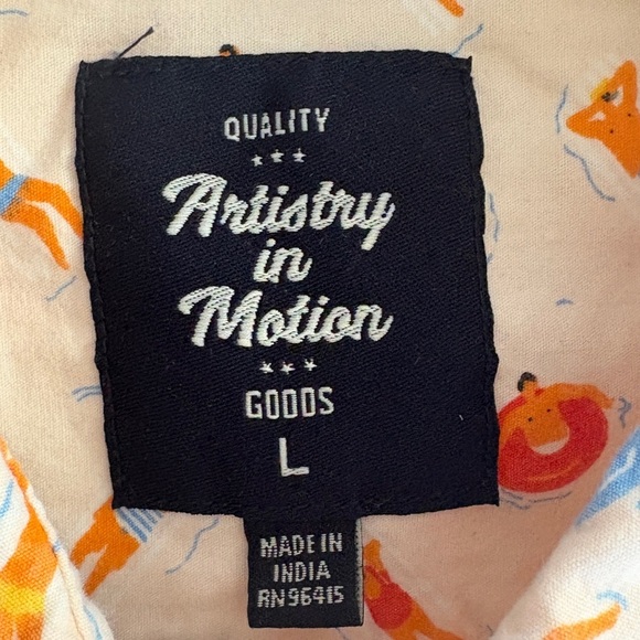 Artistry in Motion Shirt Mens L Button Down Pink Swimming Pool Party Tubing Fun - Picture 6 of 11